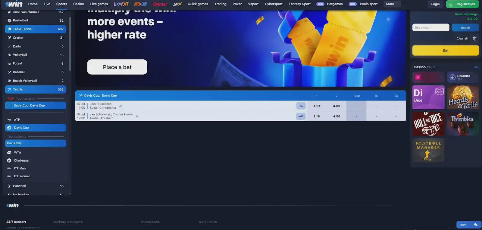 1win online