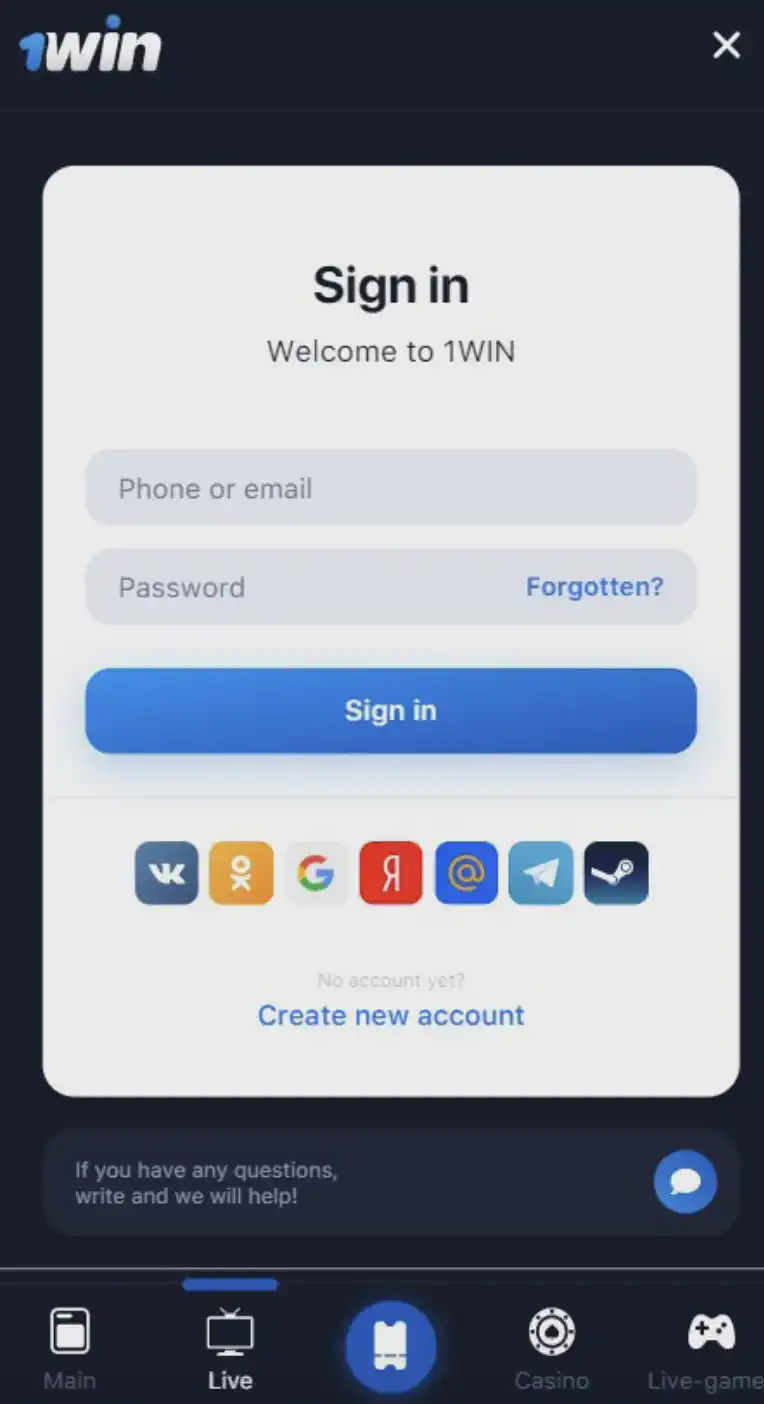 1win online registration
