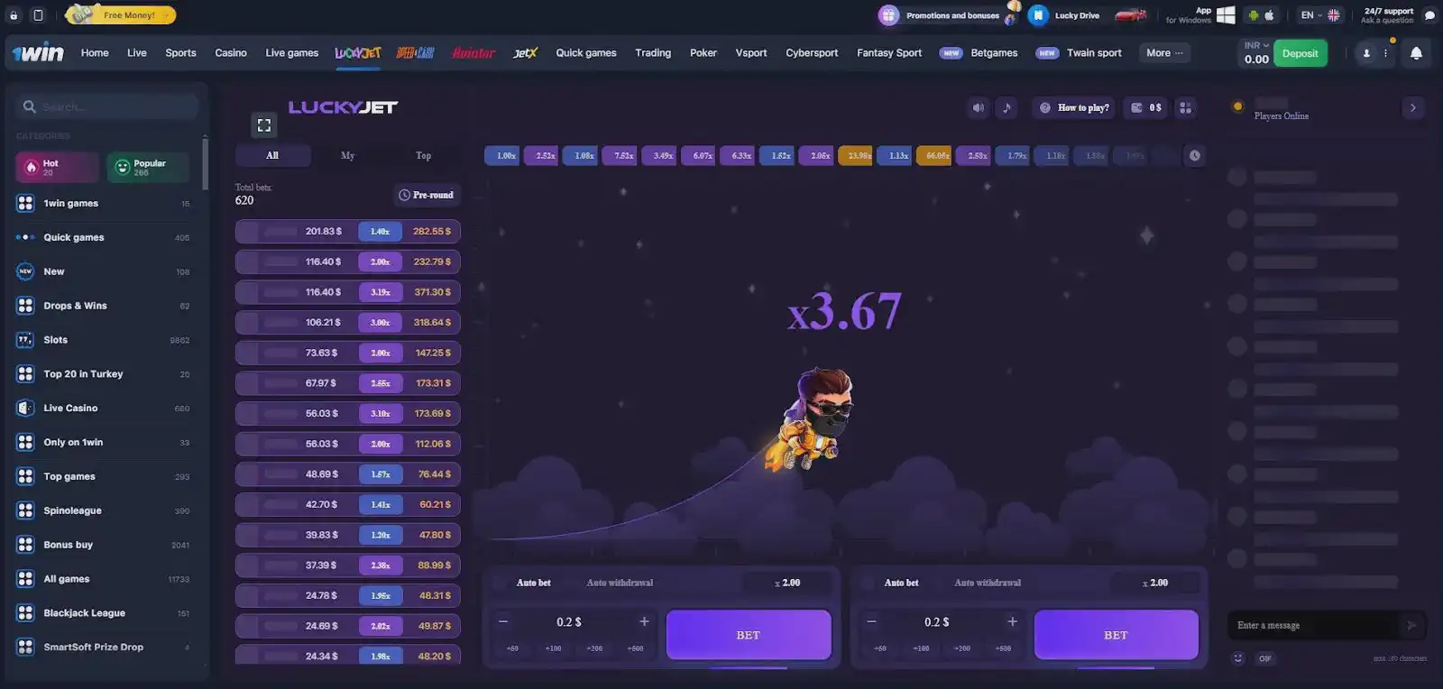 1win casino games